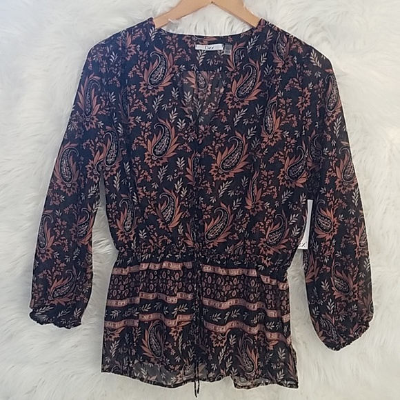 Toffee Paisley Tassel Tie Top - Picture 3 of 6